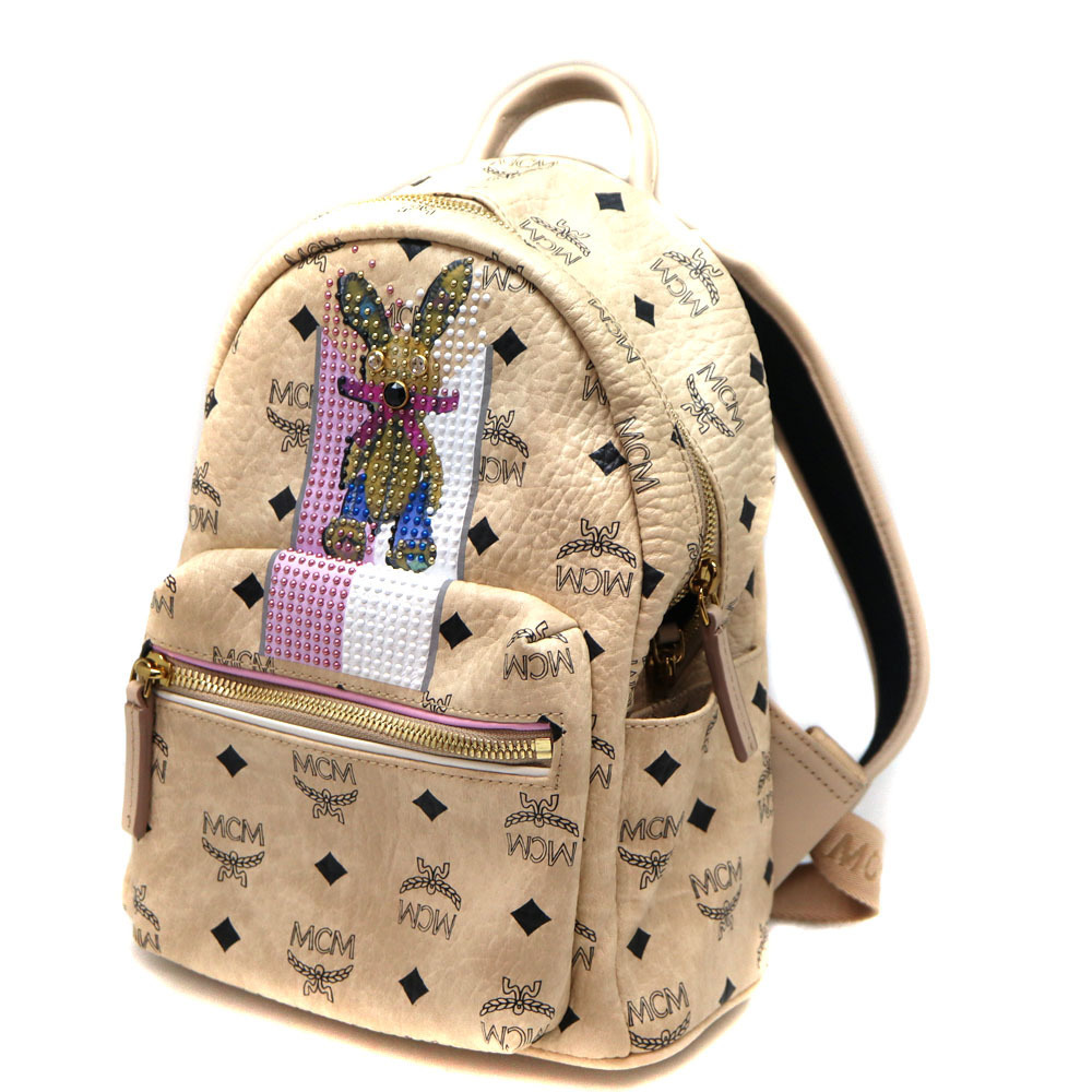 Mcm Rait Stark Logogram Backpack Leather Ivory Wh… - image 1